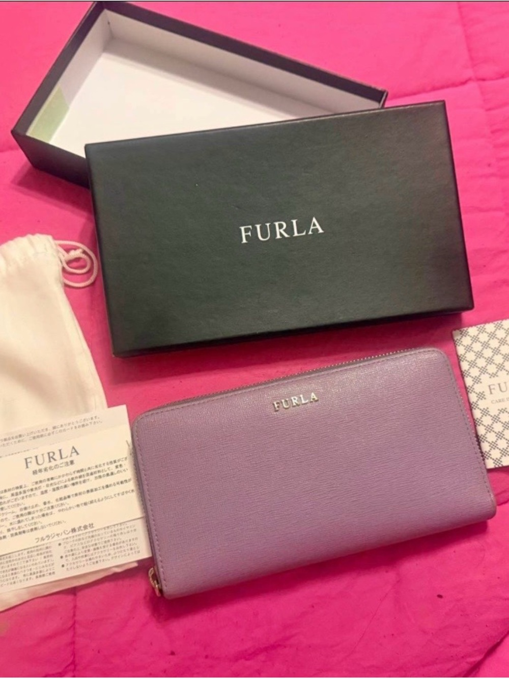 Furla Lilac Zip-Around Saffiano Wallet